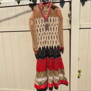 Tan two piece salwar kameez dress